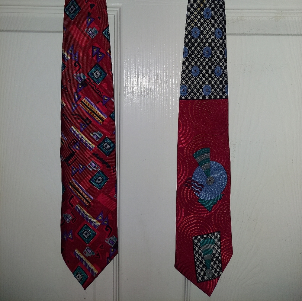 Red Patterned Vintage Men's Ties